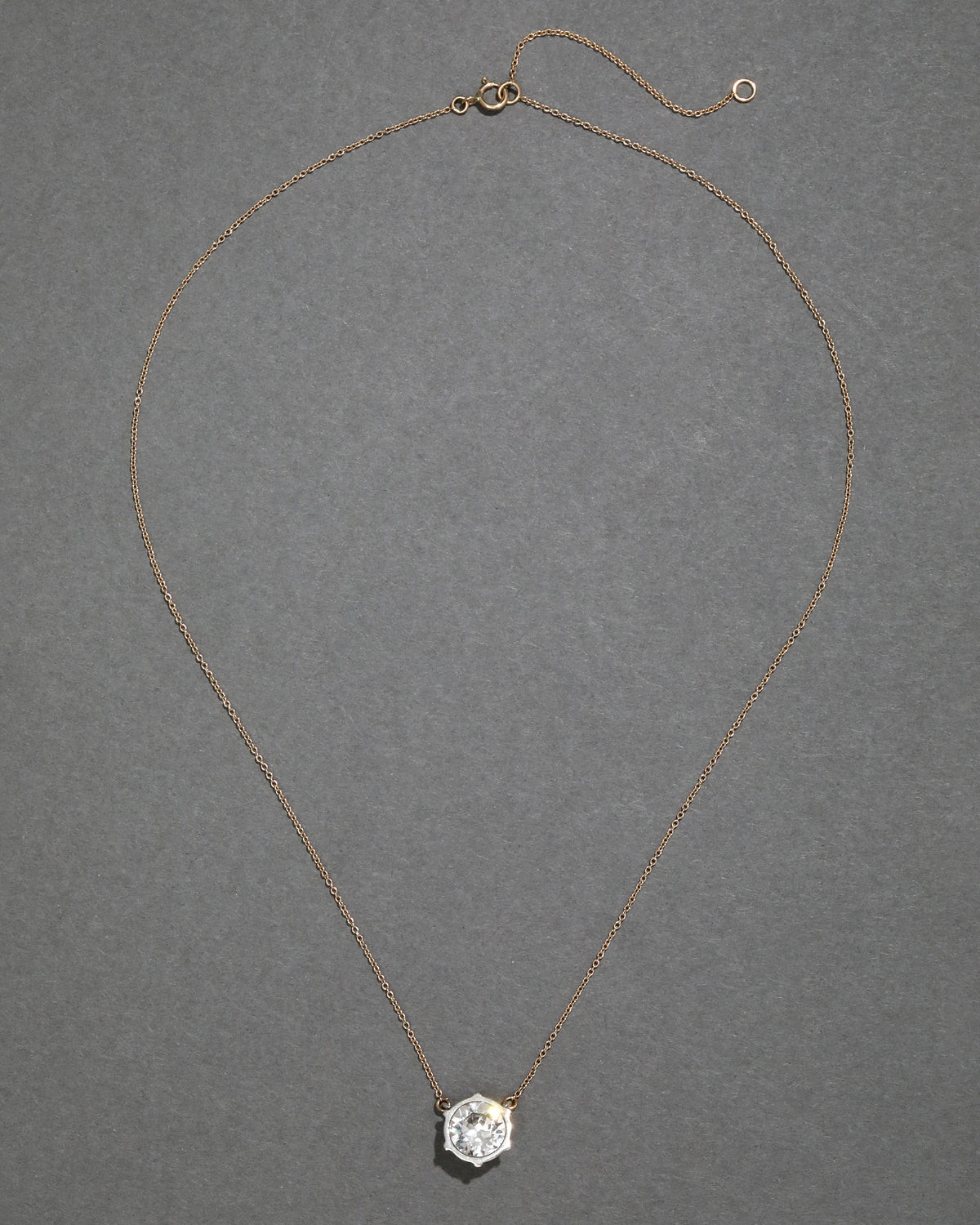 Sterling Silver & 14k Gold Large Cut Luminous Crystal Solitaire Necklace - Photo 2