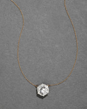 Sterling Silver & 14k Gold Large Cut Luminous Crystal Solitaire Necklace - Photo 1