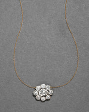 Sterling Silver & 14k Gold Cut Luminous Crystal Cluster Flower Necklace - Photo 1