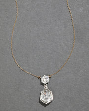 Sterling Silver & 14k Gold Pear Cut Luminous Crystal Drop Necklace - Photo 1