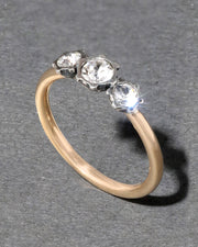 Sterling Silver & 14k Gold Triple Cut Luminous Crystal Ring - Photo 1