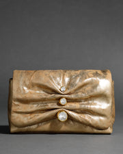 Ruched Crystal Crossbody Bag- Antique Gold - Photo 1
