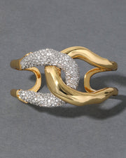 Solanales Gold Crystal Interlocked Cuff Bracelet - Photo 1