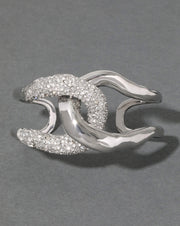 Solanales Silver Crystal Interlocked Cuff Bracelet - Photo 1