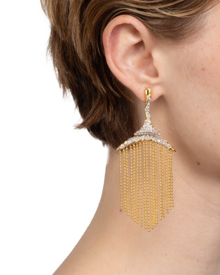 Solanales Crystal Fringe Chandelier Earring - Photo 2