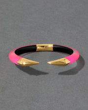 Mirrored Pyramid Lucite Brake Hinge Bracelet - Neon Pink - Photo 1