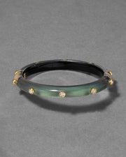Crystal Studded Lucite Hinge Bracelet- Scarab Green - Photo 1