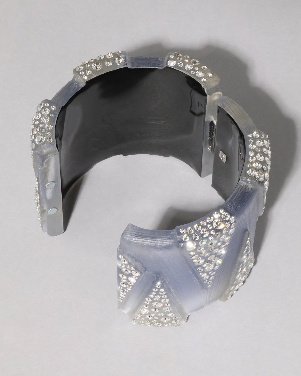 Punk Deco Lucite Crystal Wide Hinge Bracelet- Periwinkle - Photo 2