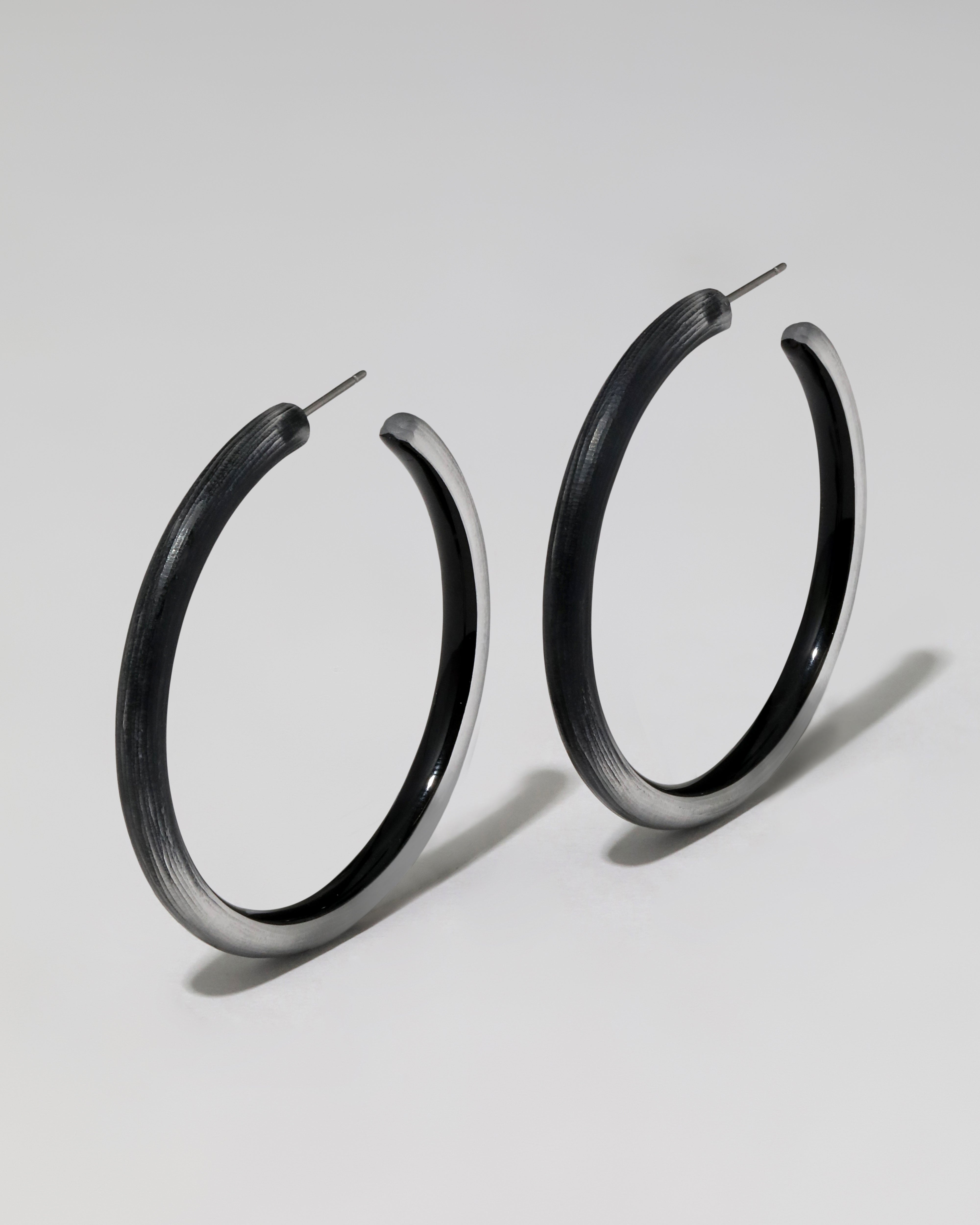 Thick Silver Hoop Earrings - Gray