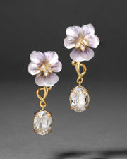 Pansy Lucite Crystal Drop Post Earring- Midnight Pansy - Photo 1