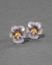 Pansy Lucite Petite Post Earring- Midnight Pansy - Photo 1