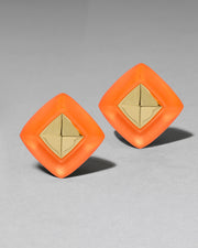 Lucite Armor Post Earring- Neon Orange - Photo 1