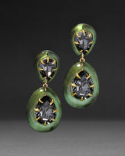 Bonbon Crystal Lucite Teardrop Post Earring- Scarab Green - Photo 1