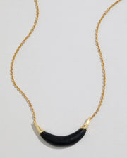 Gold Capped Crescent Lucite Necklace- Black - Photo 1