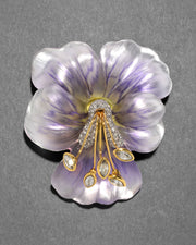 Pansy Lucite Crystal Pin- Midnight Pansy - Photo 1
