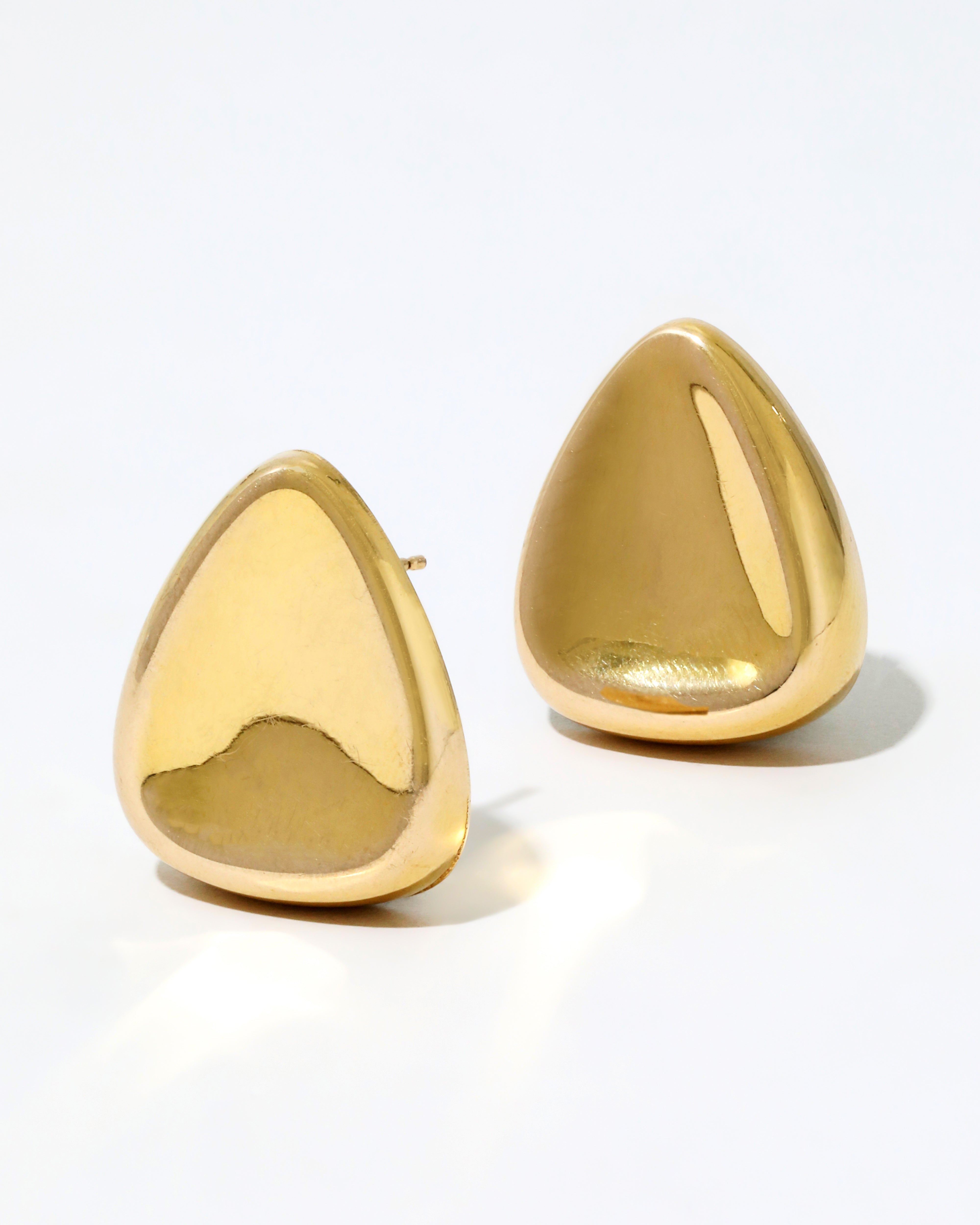 Alexis Bittar Vintage 14K Gold Organic Triangular Post Earrings | Statement Jewelry from Alexis Bittar