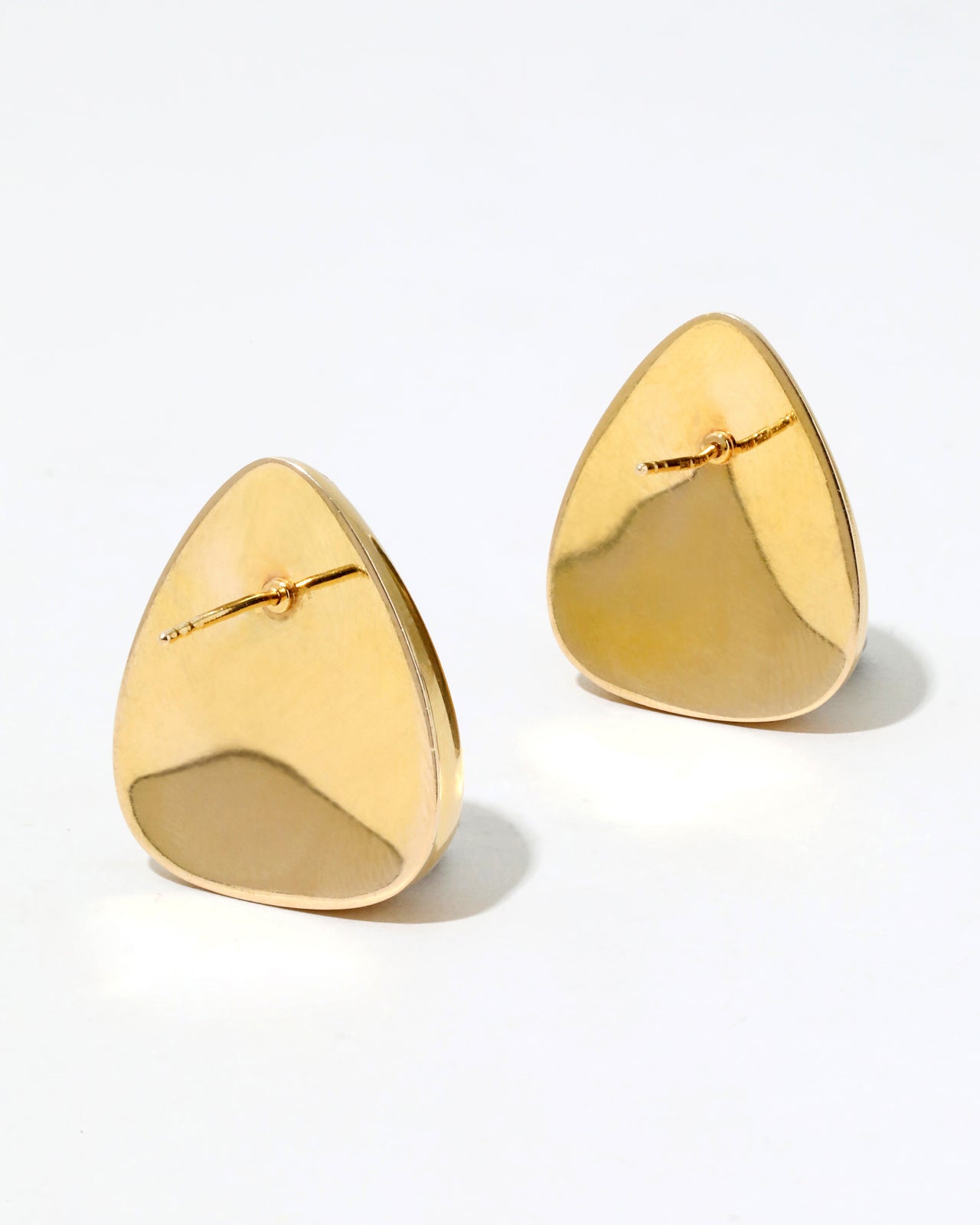 Vintage 14k Gold Organic Triangular Post Earrings - Photo 2