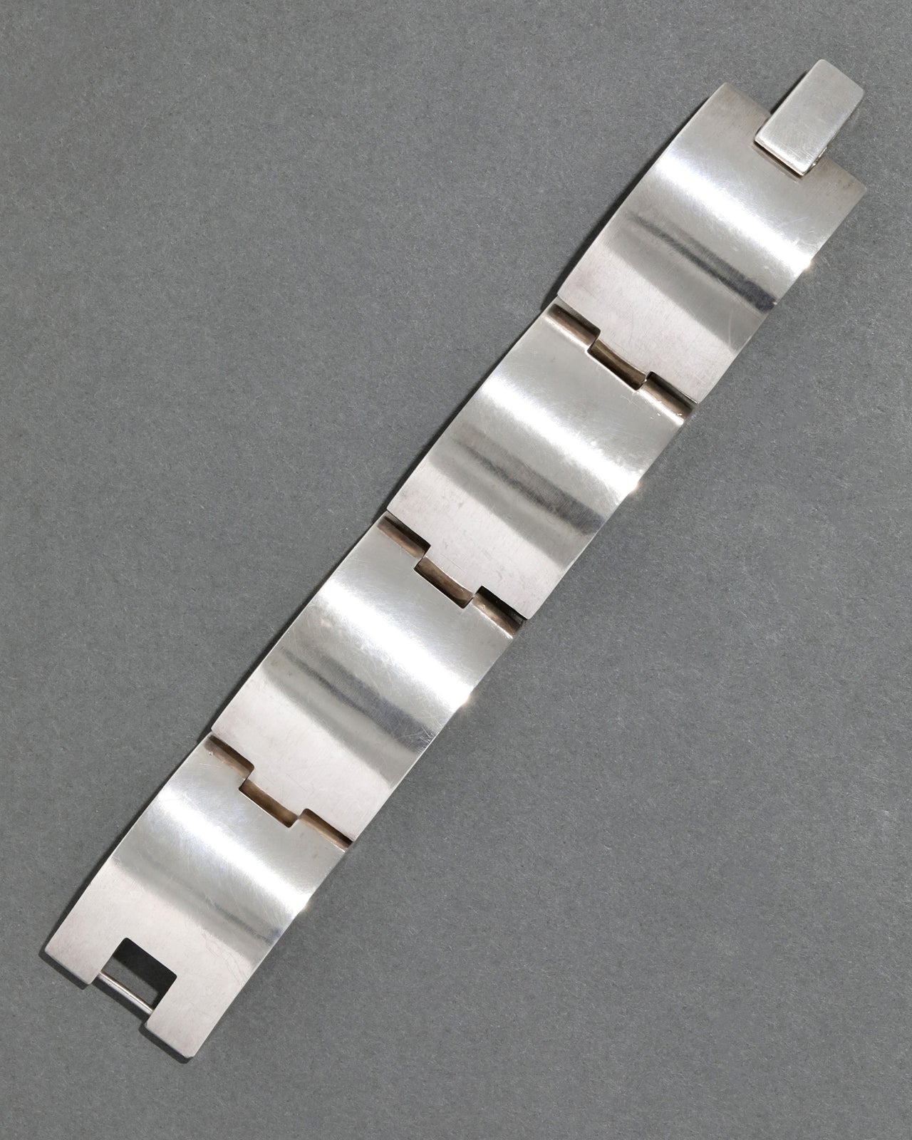 Vintage 1950s Handmade Sterling Silver Link Bracelet - Photo 2