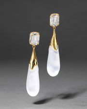 Bonbon Crystal Large Teardrop Earring- Silver - Photo 1