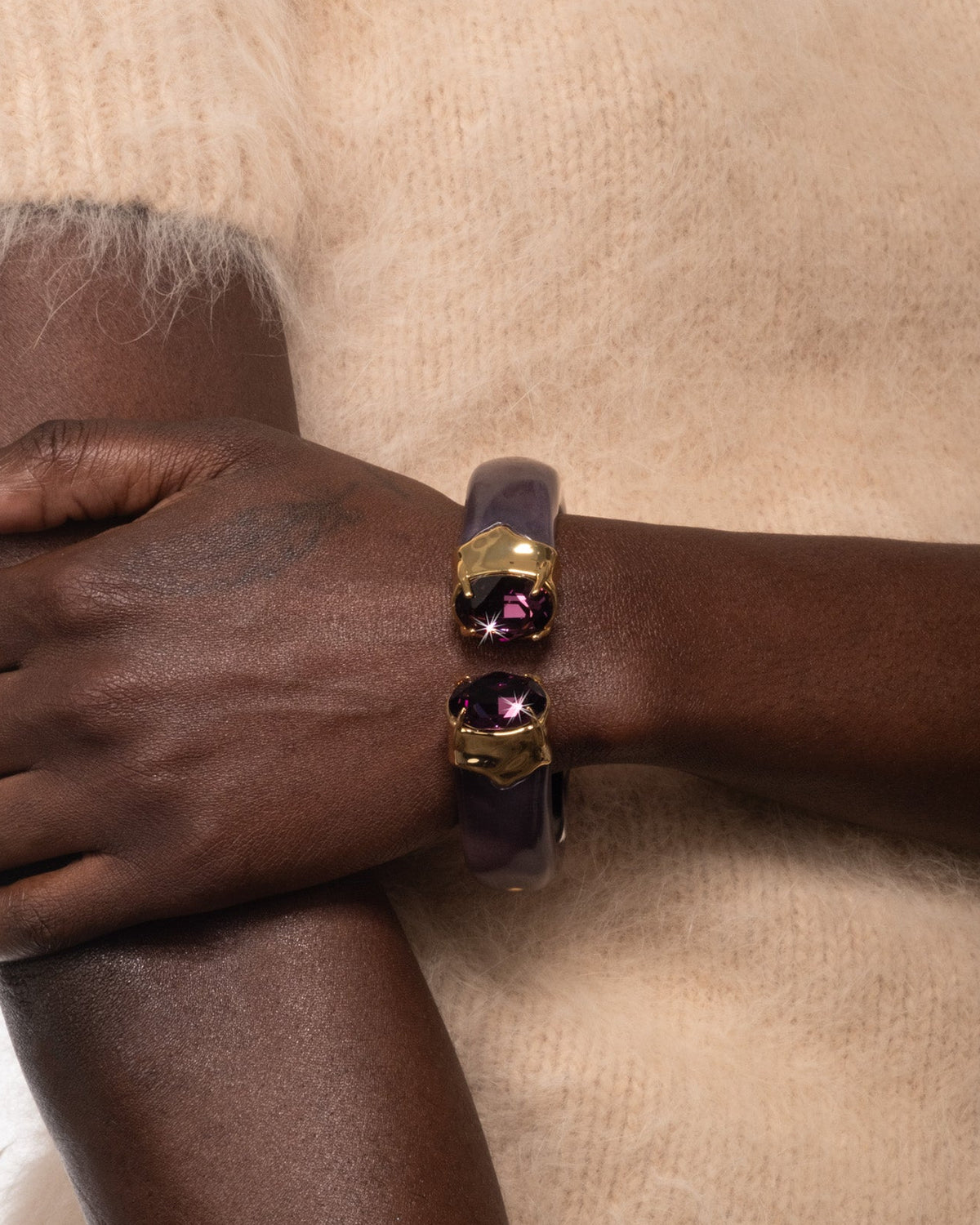 Bonbon Crystal Lucite Hinge Bracelet- Fig - Photo 2