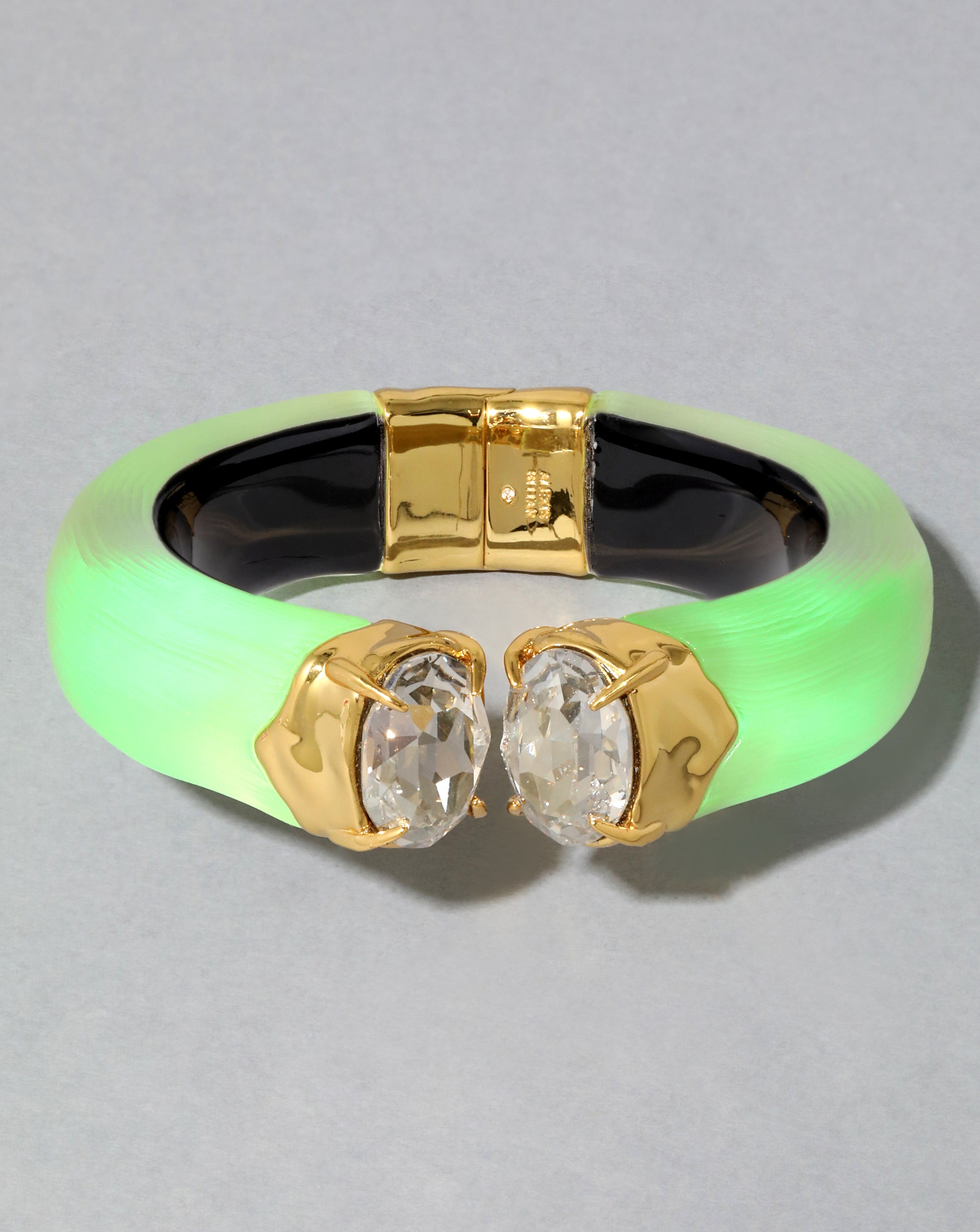Neon Green Bonbon Crystal Lucite Hinge Bracelet | Alexis Bittar