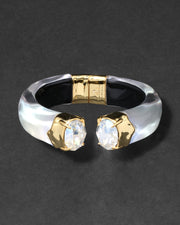 Bonbon Crystal Lucite Hinge Bracelet- White Opal - Photo 1