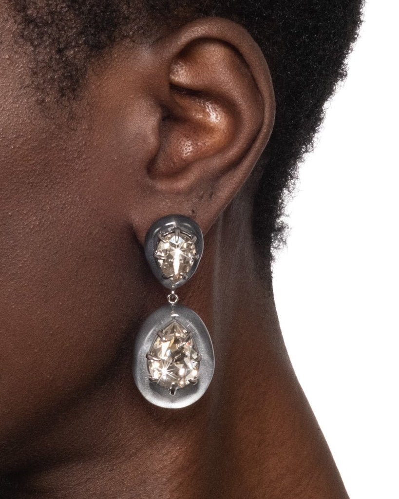 Bonbon Crystal Lucite Teardrop Post Earring- Mercury - Photo 2