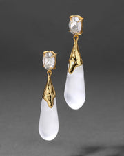 Bonbon Crystal Small Teardrop Earring- Silver - Photo 1