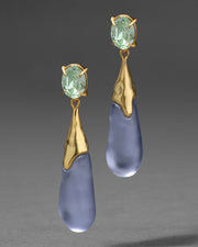 Bonbon Crystal Small Teardrop Earring- Steel Blue - Photo 1