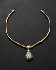 Bonbon Crystal Teardrop Lucite Collar Necklace- Clear + Basil Crystal - Photo 1