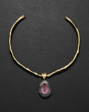 Bonbon Crystal Teardrop Lucite Collar Necklace- Clear + Petal Crystal - Photo 1