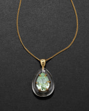 Bonbon Crystal Teardrop Lucite Pendant Necklace- Clear + Basil Crystal - Photo 1