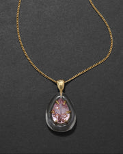Bonbon Crystal Teardrop Lucite Pendant Necklace- Clear + Petal Crystal - Photo 1