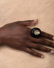 Bonbon Crystal Teardrop Lucite Ring- Onyx - Photo 1