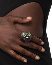 Bonbon Crystal Teardrop Lucite Ring- Scarab Green - Photo 1