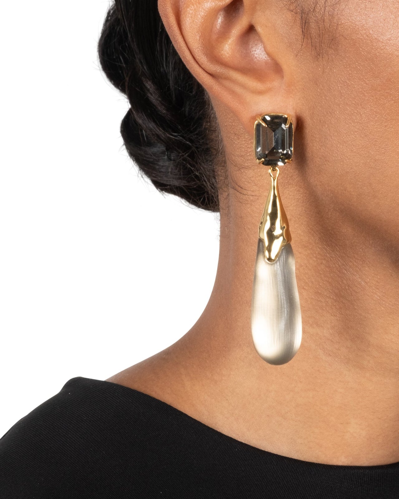 Bonbon Crystal Large Teardrop Earring- Warm Grey - Photo 2