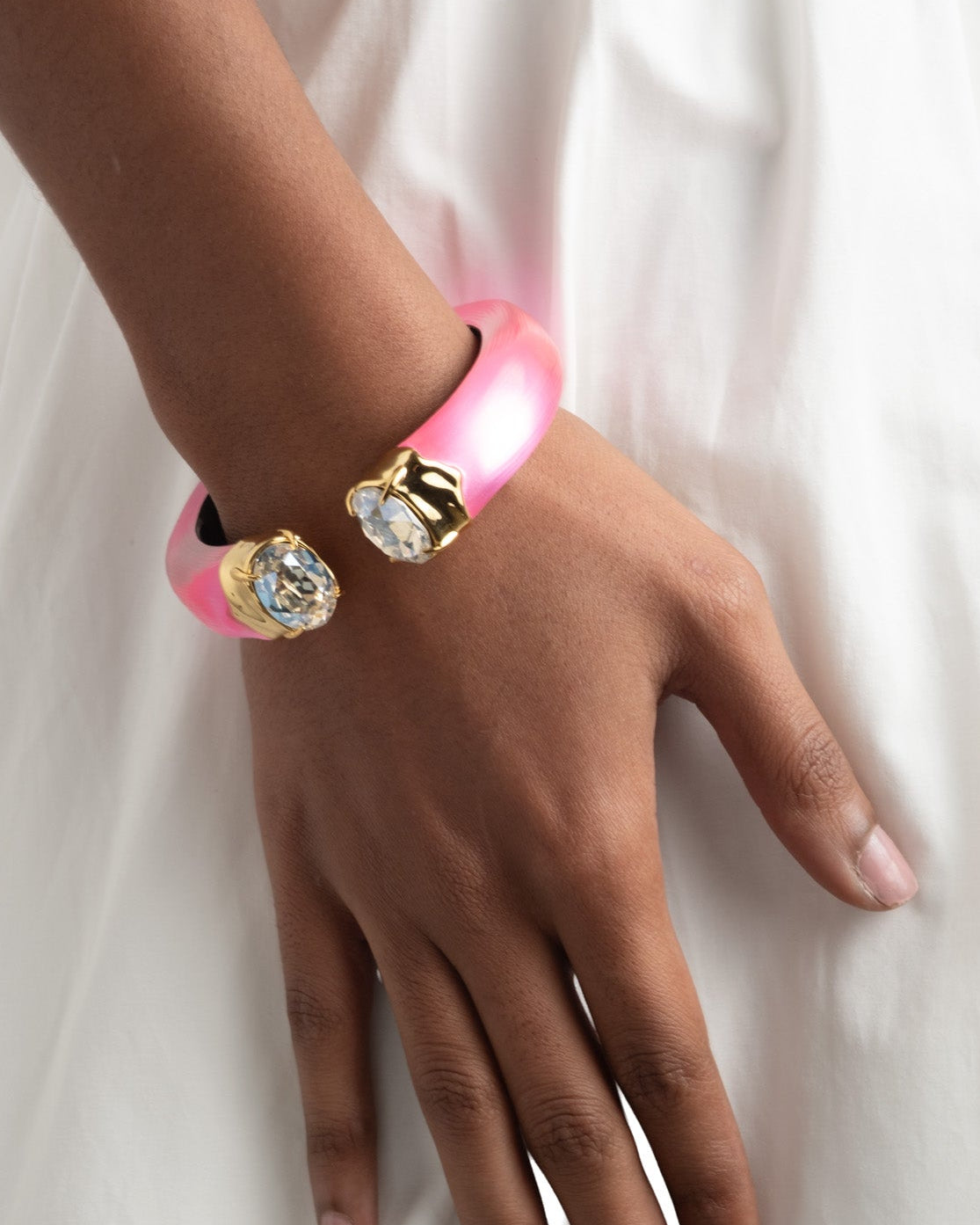 Bonbon Crystal Lucite Hinge Bracelet- Neon Pink - Photo 2