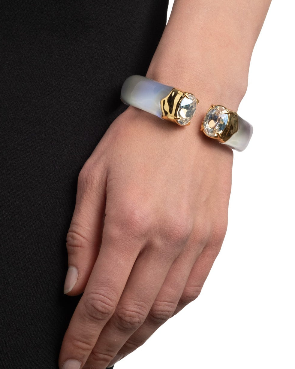 Bonbon Crystal Lucite Hinge Bracelet- White Opal - Photo 2