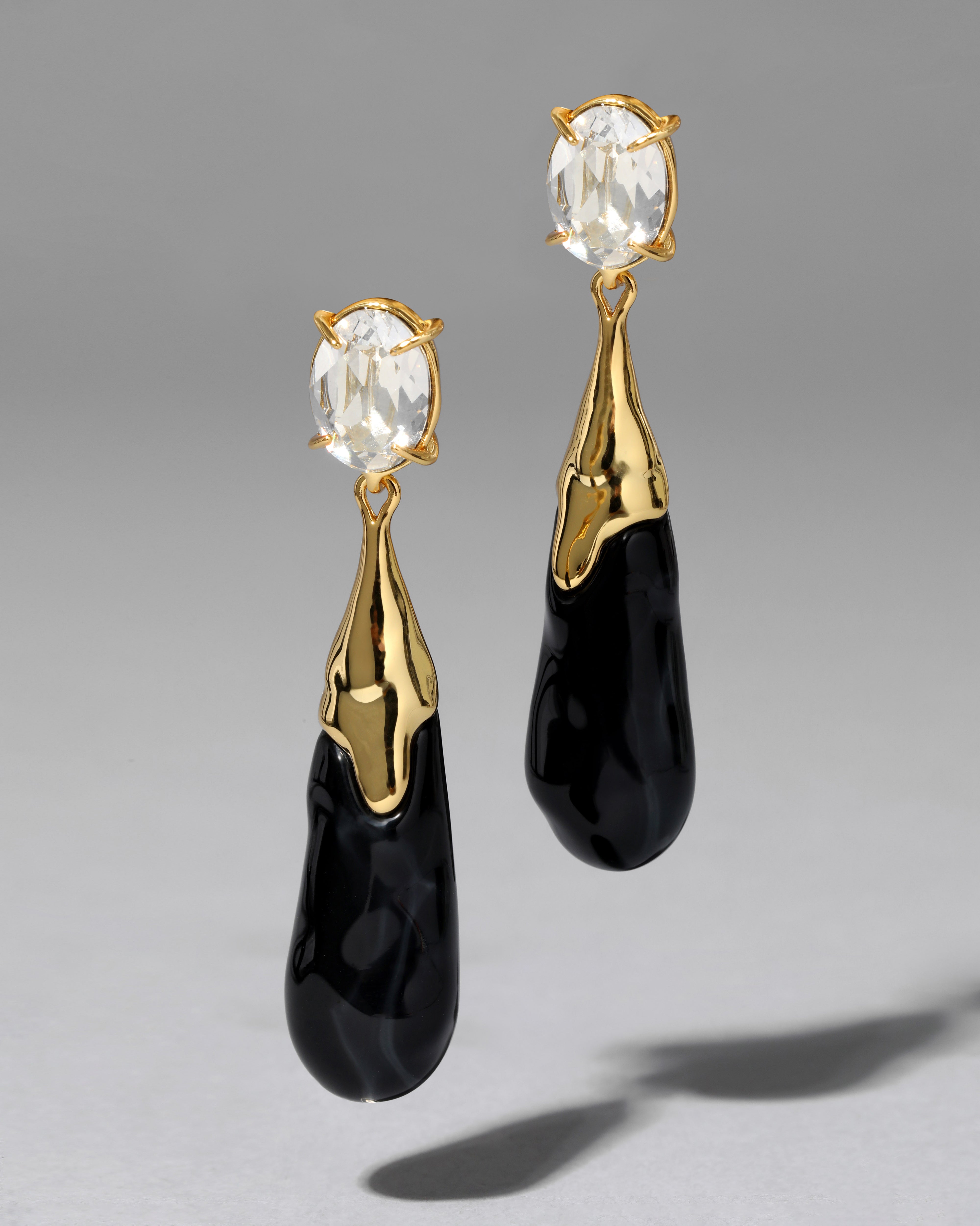 Small Onyx Bonbon Crystal Teardrop Earrings Small Teardrop Earrings