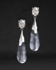 Bonbon Crystal Small Teardrop Lucite Earring- Mercury - Photo 1