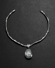 Bonbon Crystal Teardrop Lucite Collar Necklace- Mercury - Photo 1
