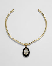 Bonbon Crystal Teardrop Lucite Collar Necklace- Onyx - Photo 1