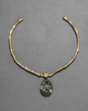 Bonbon Crystal Teardrop Lucite Collar Necklace- Scarab Green - Photo 1