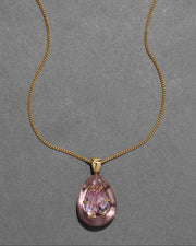 Bonbon Crystal Lucite Teardrop Pendant Necklace- Dusty Rose - Photo 1