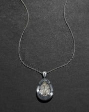 Bonbon Crystal Teardrop Lucite Pendant Necklace- Mercury - Photo 1