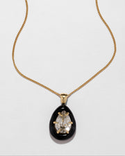 Bonbon Crystal Lucite Teardrop Pendant Necklace- Onyx - Photo 1