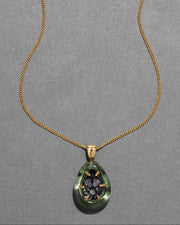 Bonbon Crystal Lucite Teardrop Pendant Necklace- Scarab Green - Photo 1
