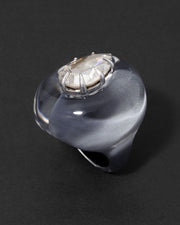 Bonbon Crystal Teardrop Lucite Ring- Mercury - Photo 1