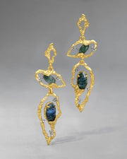 Brut Blue Moss Agate Long Earring - Photo 1