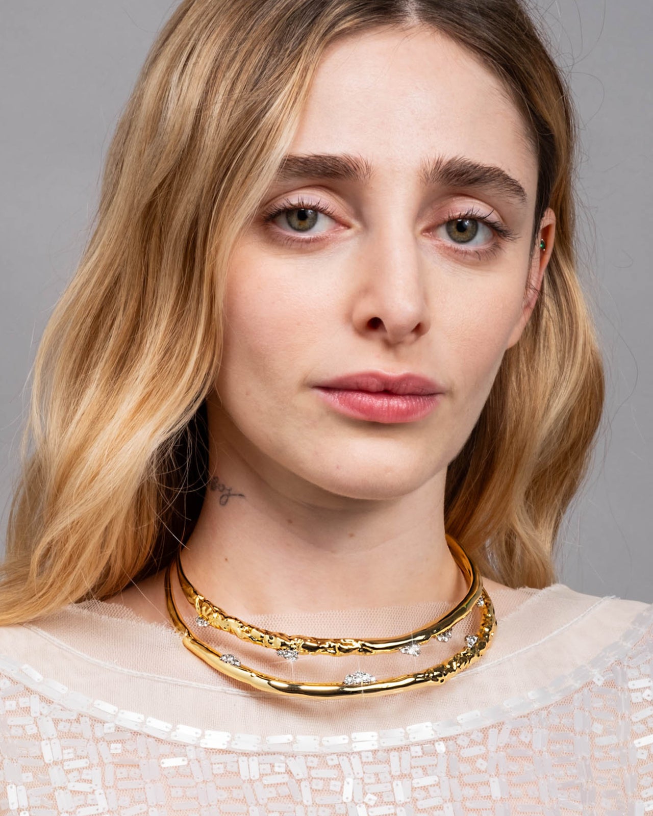 Brut Gold Crystal Thorned Open Collar Necklace - Photo 2